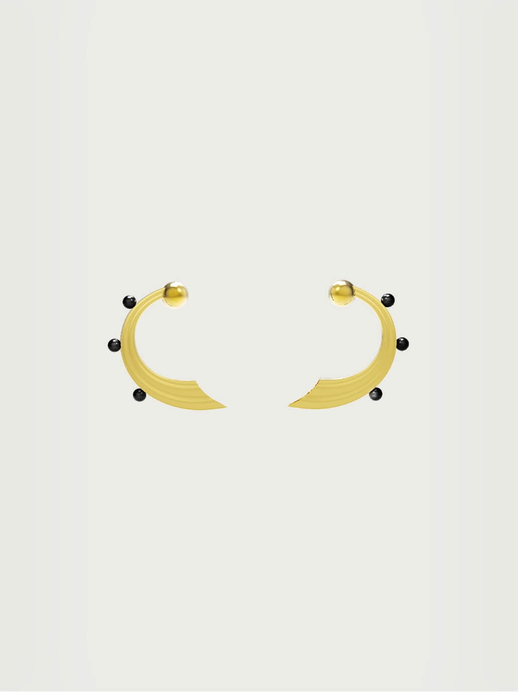 Gold Mini Wave Hook Black Onyx Earrings