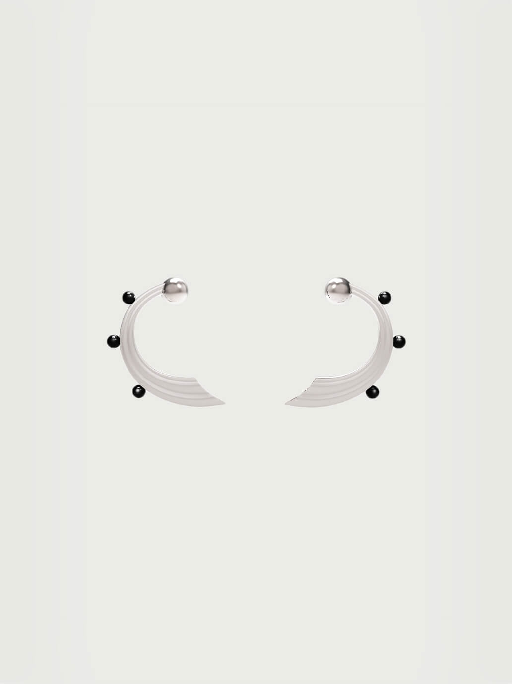 Silver Mini Wave Hook Black Onyx Earrings