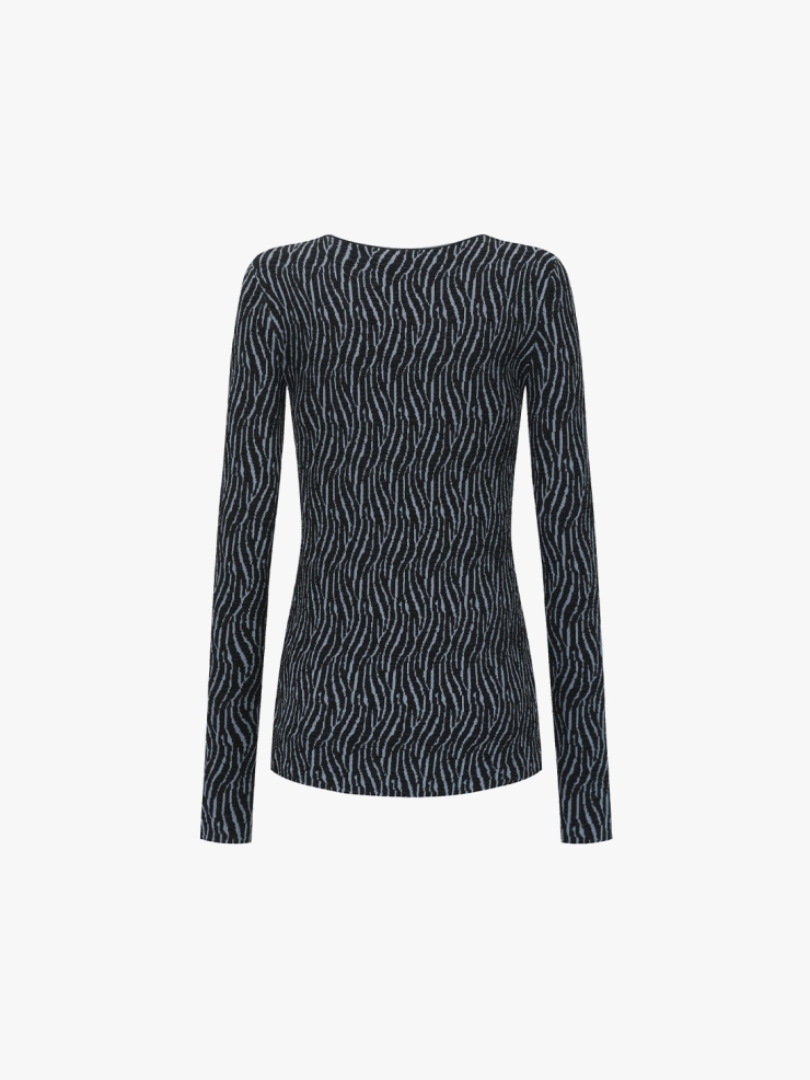 SWAYING Navy Bubble Yarn Classic Knit Top