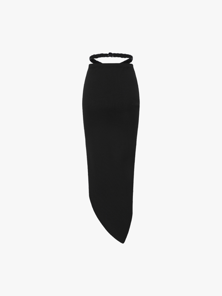 SWAYING Black Crochet Waist Cutouts Skirt