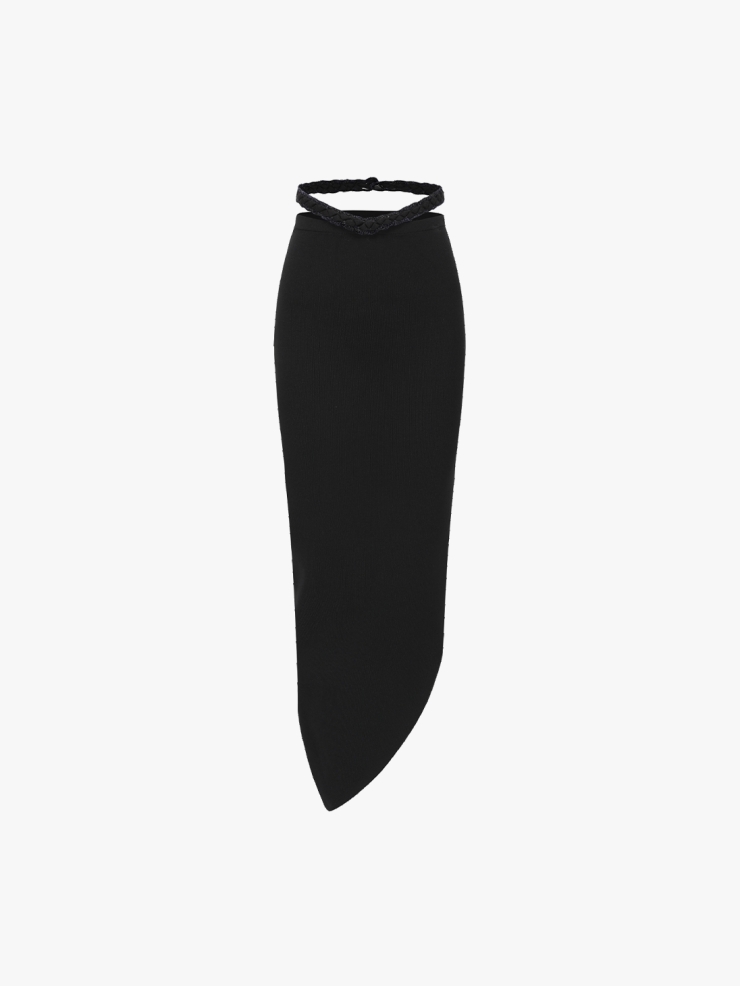 SWAYING Black Crochet Waist Cutouts Skirt
