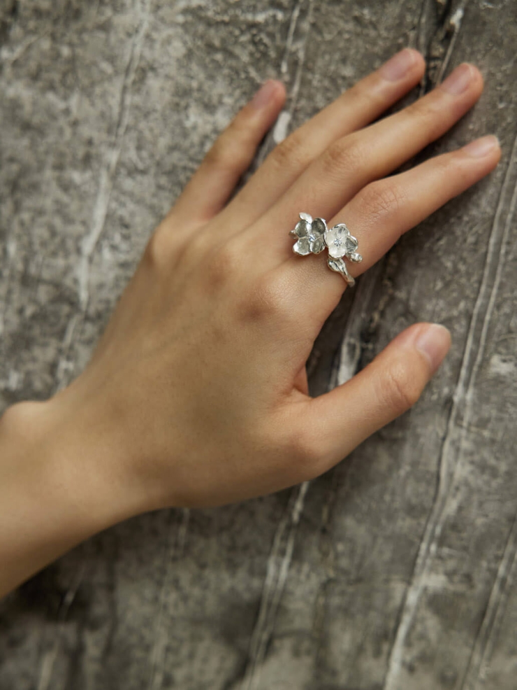 Silver Floral Fragrance Ring