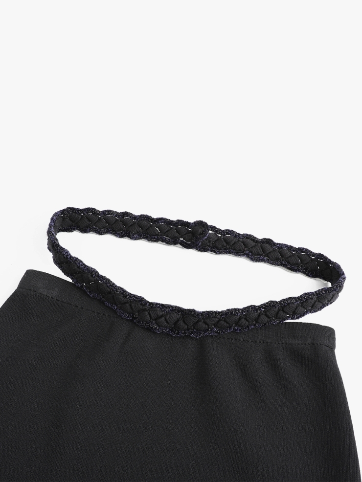Black crochet waist cutouts skirt