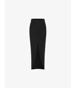 SWAYING Black Wool Skirt with Front Slit