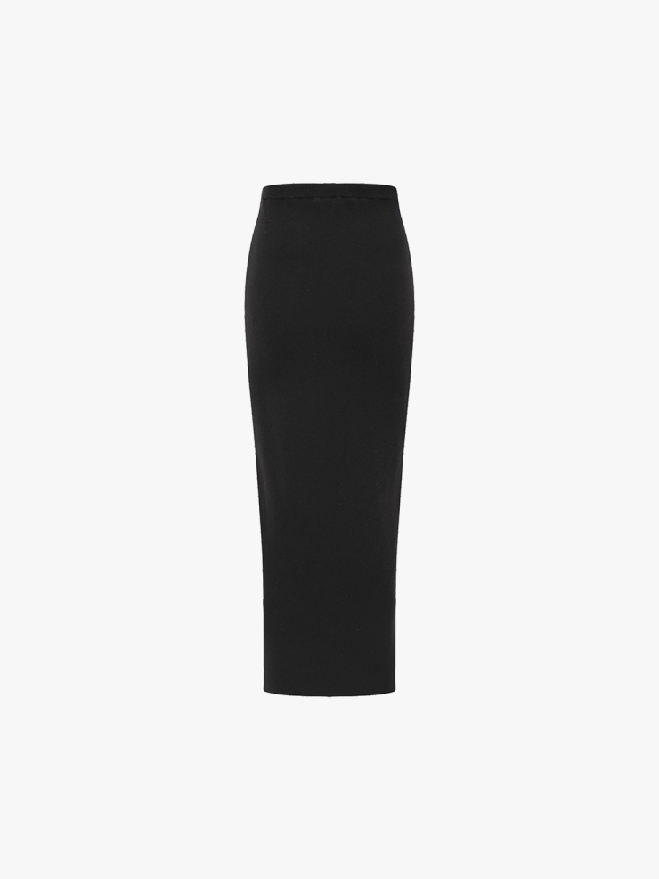 SWAYING Black Wool Skirt with Front Slit