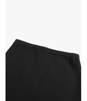 SWAYING Black Wool Skirt with Front Slit