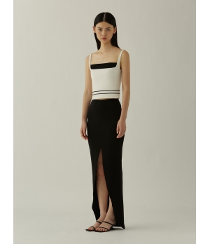 SWAYING Black Wool Skirt with Front Slit