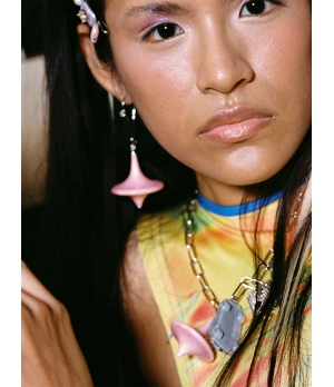 TYS GROCERY Single Smokey Pink Gyroscope Earring
