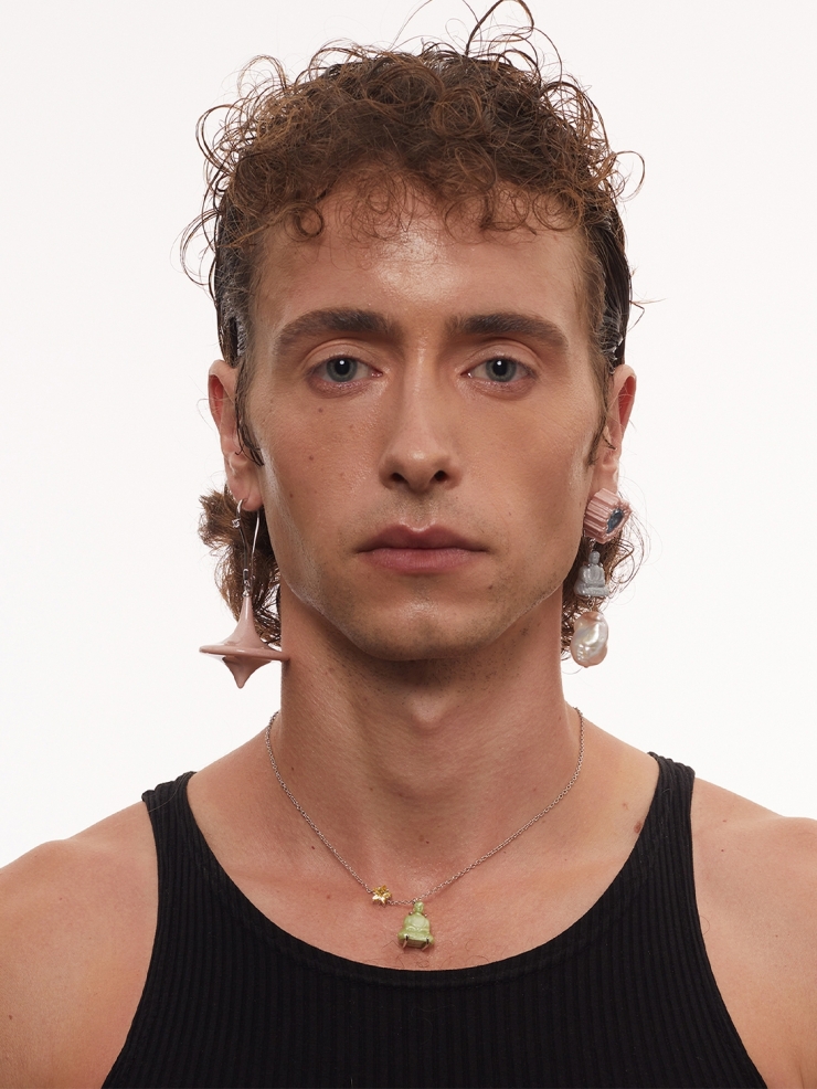 TYS GROCERY Single Smokey Pink Gyroscope Earring