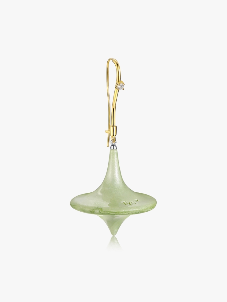 TYS GROCERY Single Creamy Green Gyroscope Earring
