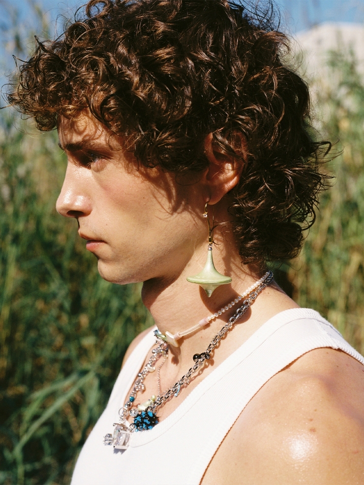 TYS GROCERY Single Creamy Green Gyroscope Earring