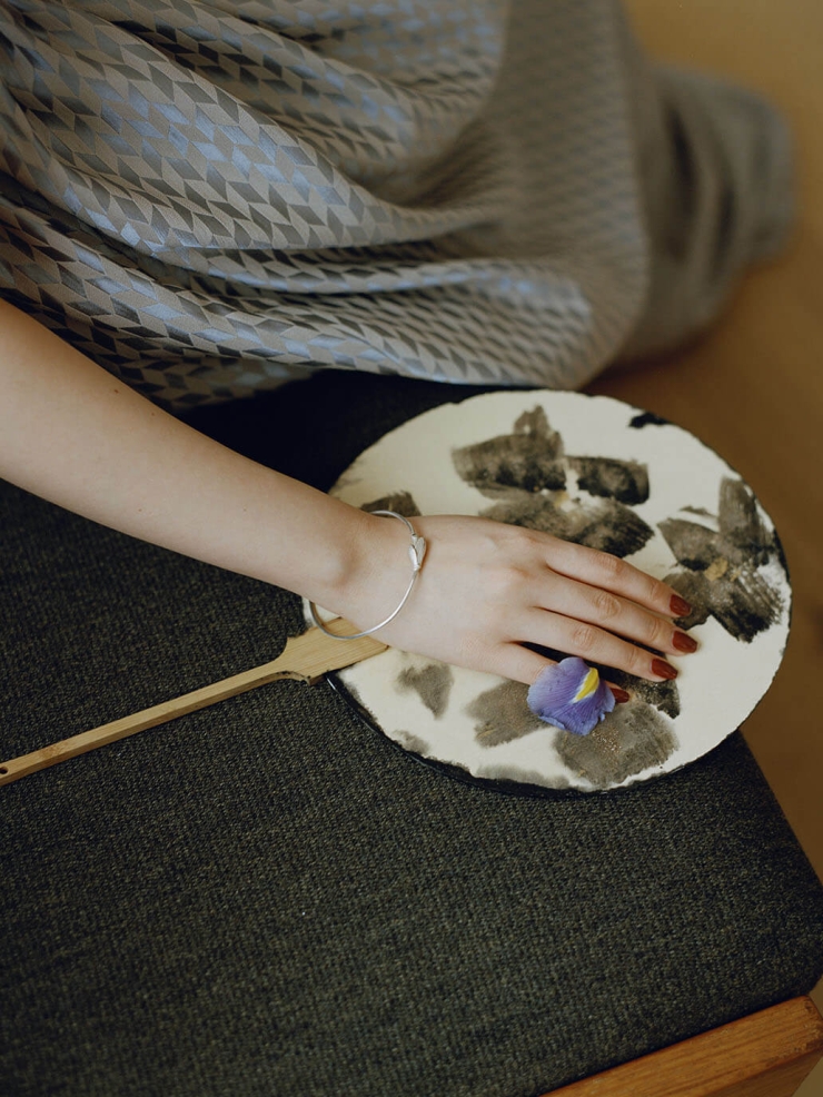 Silver Iris Blossom Bangle