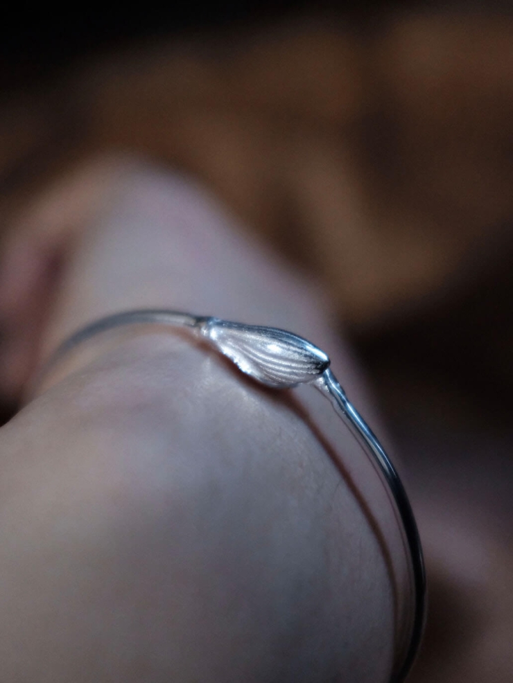 Silver Iris Blossom Bangle