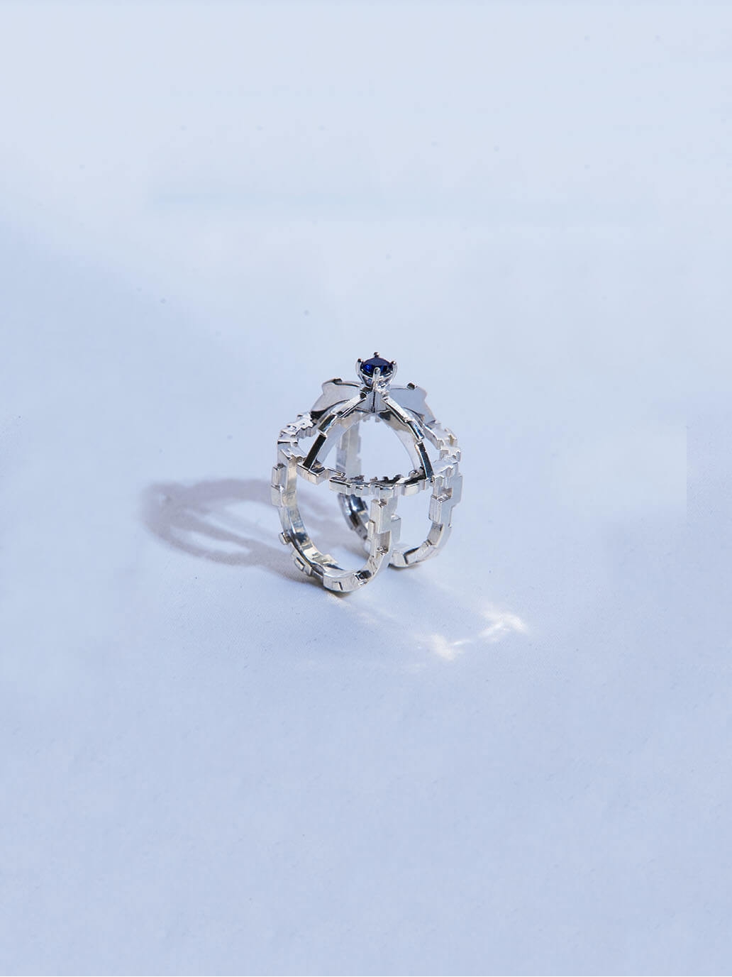Blue Gem Satellite Halo Ring