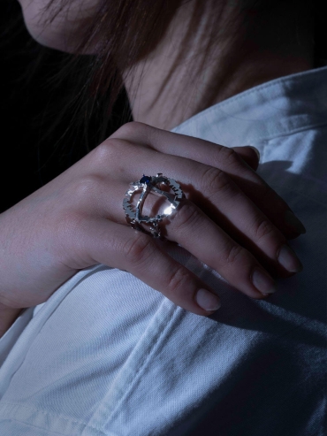 Blue Gem Satellite Halo Ring