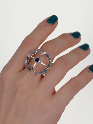 Blue Gem Satellite Halo Ring