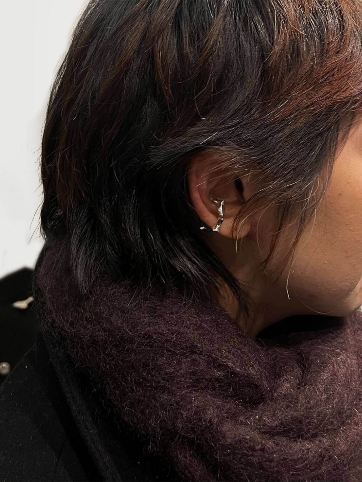 Silver Whale Bone Ear Cuff/Ring