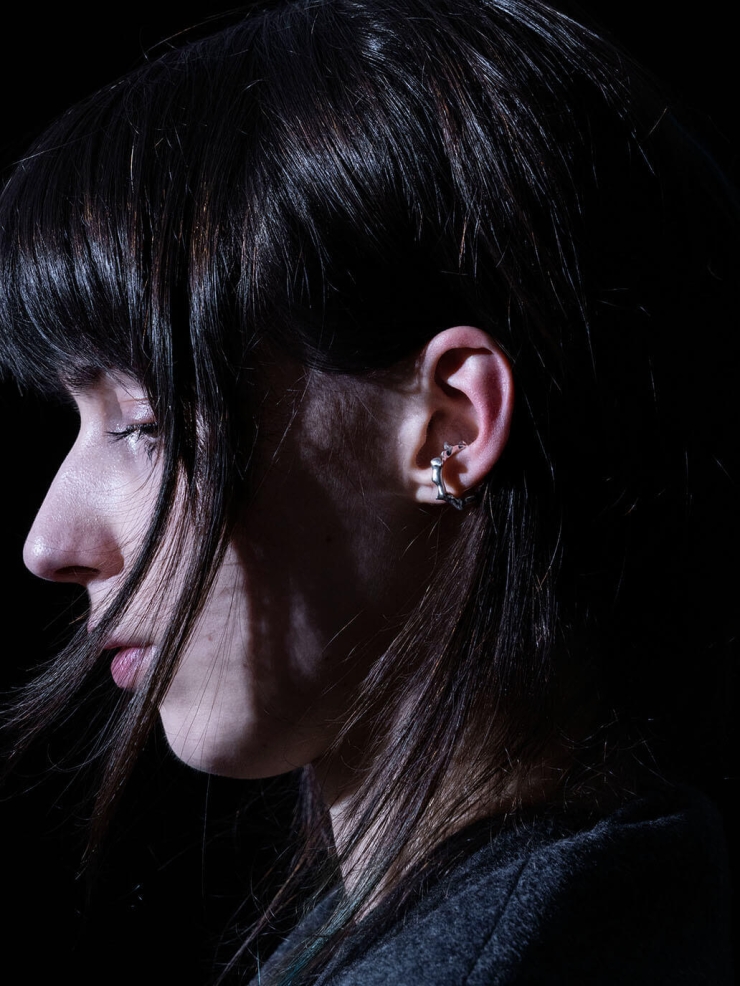 Silver Whale Bone Ear Cuff/Ring