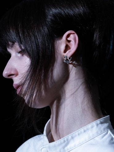 Silver Triangle Orbit Earrings