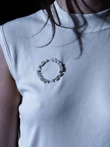 Silver Space Station Brooch