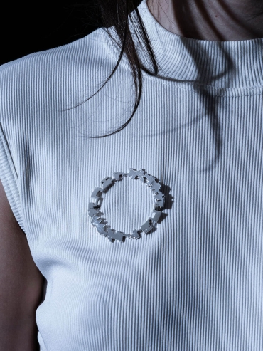 Silver Space Station Brooch