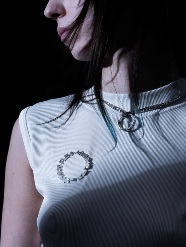 Silver Space Station Brooch