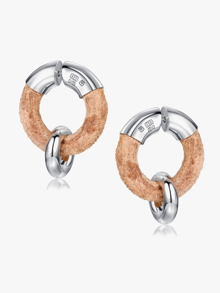 TYS GROCERY Light Brown Nubuck Earrings