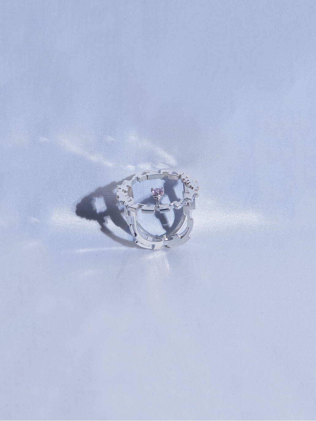 Pink Gem Satellite Halo Ring