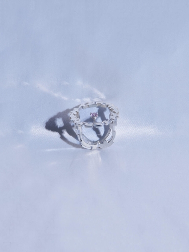 Pink Gem Satellite Halo Ring