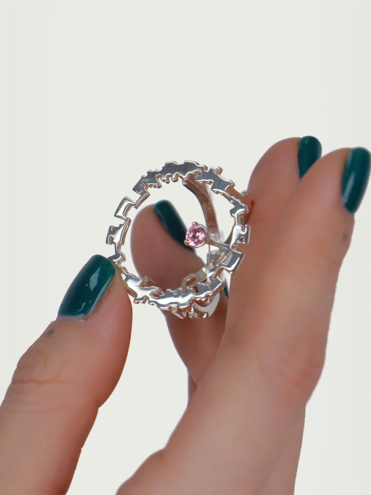 Pink Gem Satellite Halo Ring