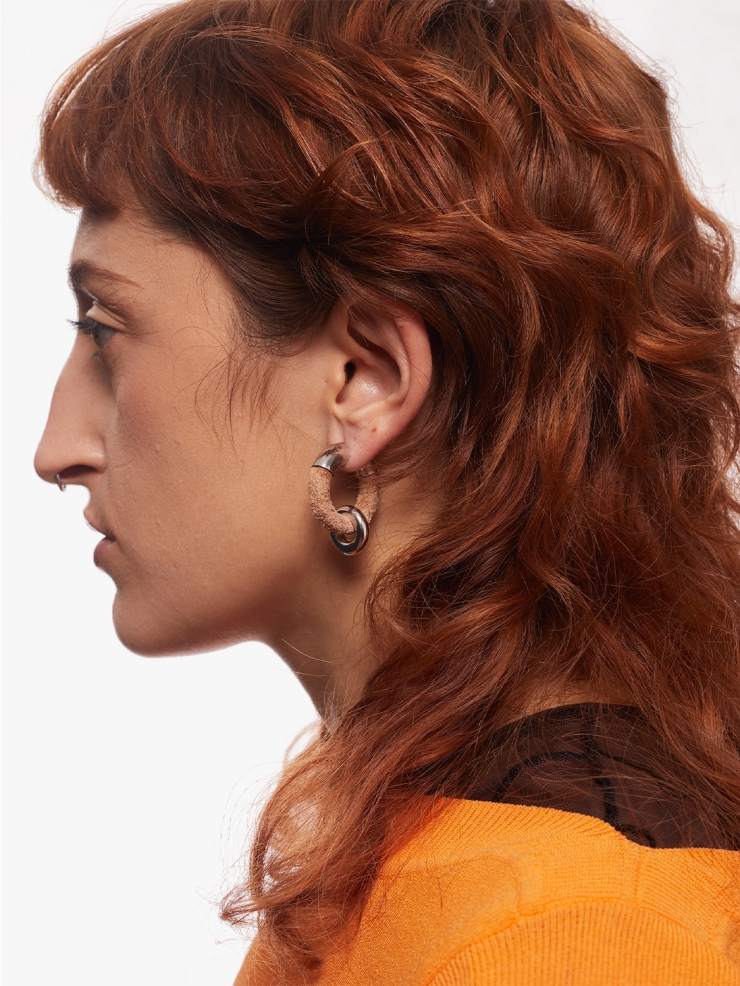TYS GROCERY Light Brown Nubuck Earrings