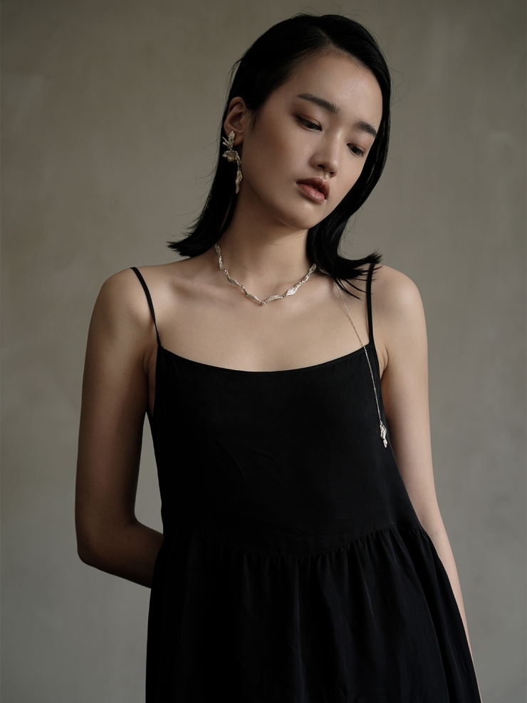 Silver Sunflower Petals Necklace