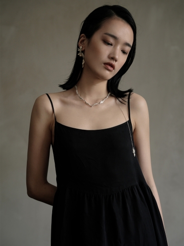 Silver Sunflower Petals Necklace