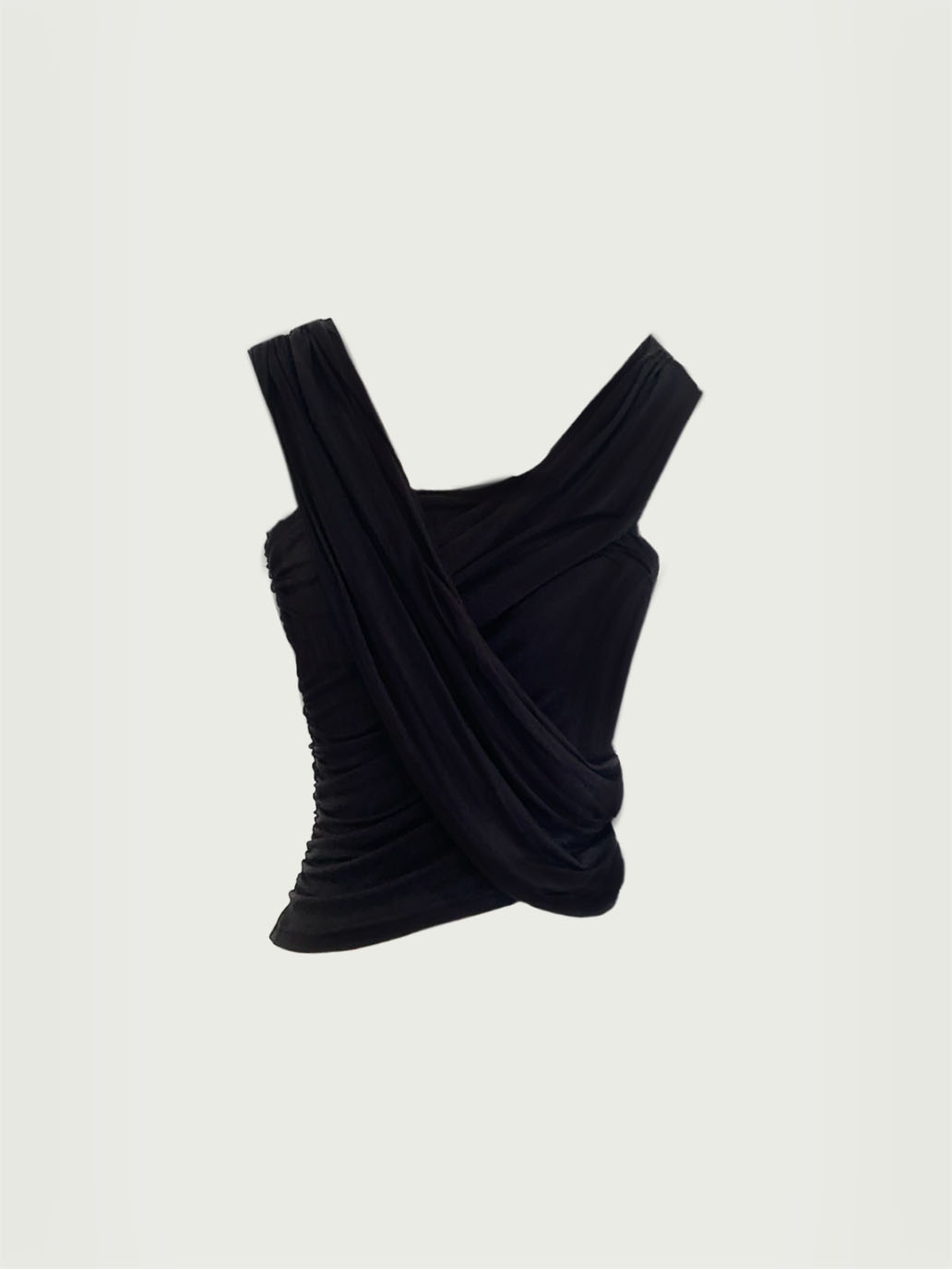 Black Draped Asymmetric Knit Top