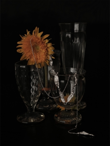 Silver Sunflower Petals Necklace