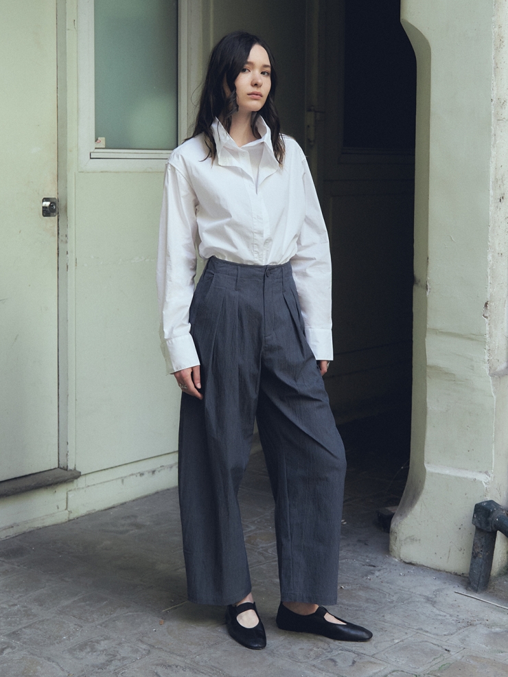 Blue-Tinted Grey Denim Look Casual Pants