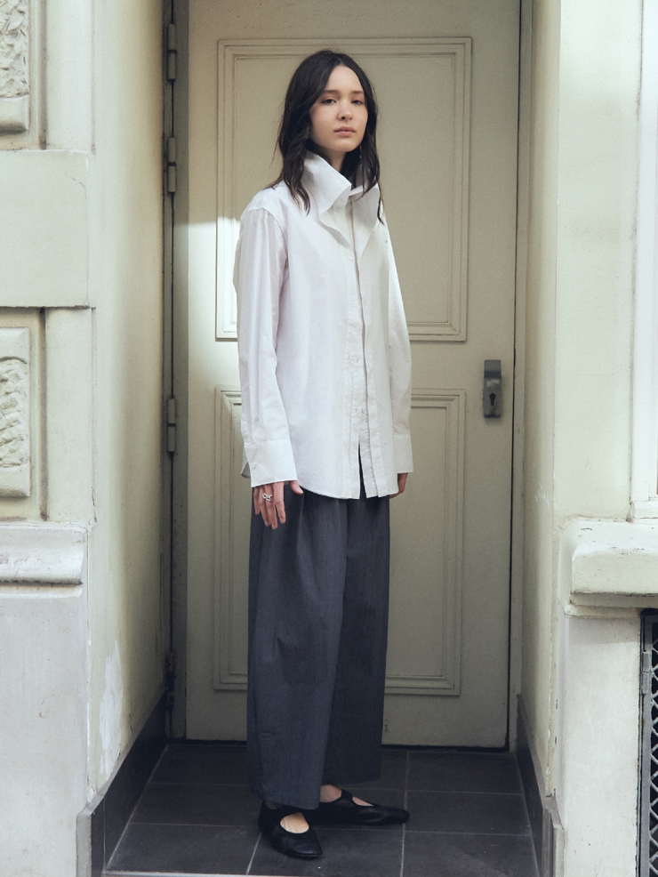 Blue-Tinted Grey Denim Look Casual Pants