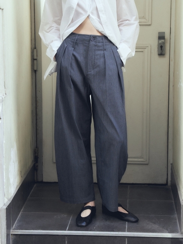 Blue-Tinted Grey Denim Look Casual Pants