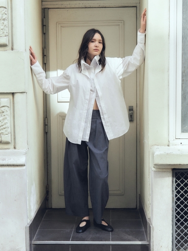 Blue-Tinted Grey Denim Look Casual Pants