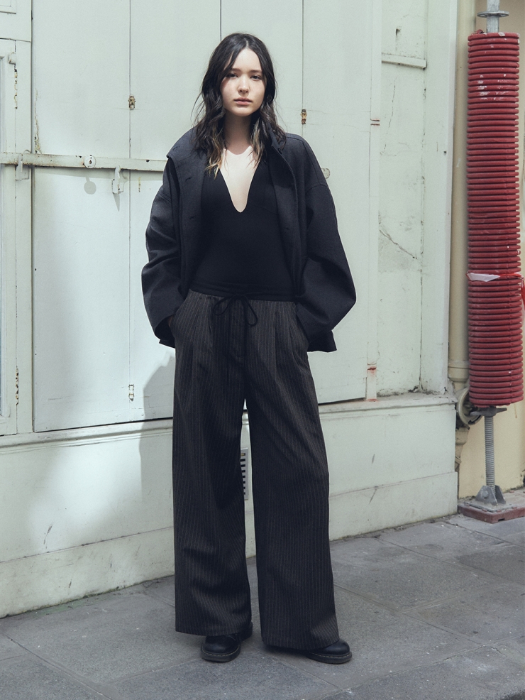 Drawstring Pinstripe Trousers