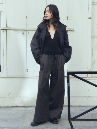 Drawstring Pinstripe Trousers