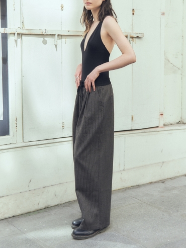 Drawstring Pinstripe Trousers