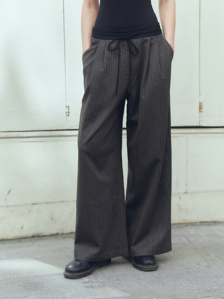 Drawstring Pinstripe Trousers