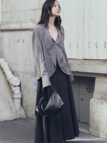 Taupe Draped Coller Shirt