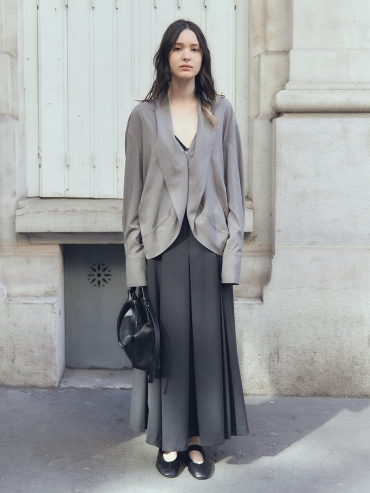 Taupe Draped Coller Shirt