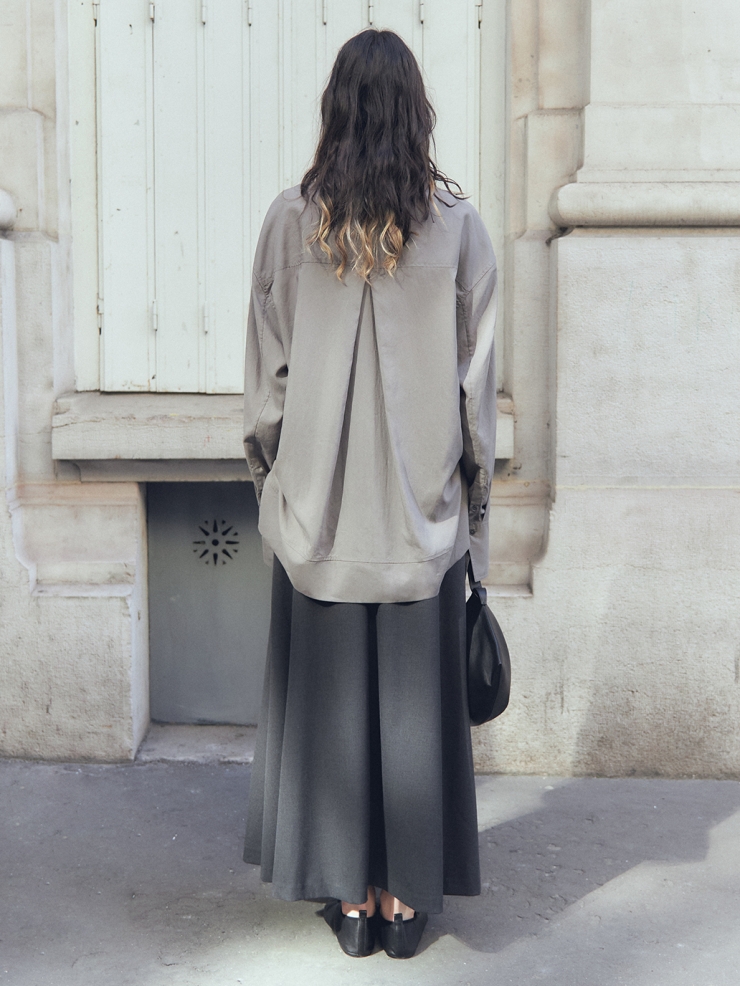 Taupe Draped Coller Shirt