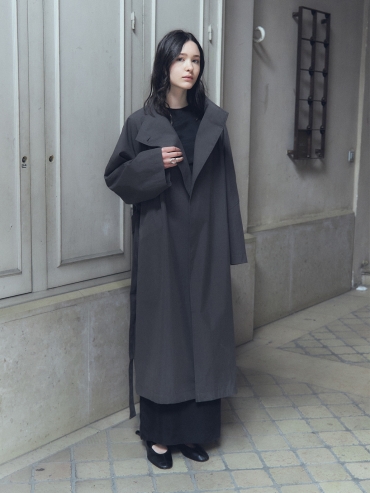 Dark Grey Stand Collar Trench Coat