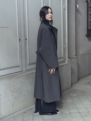 Dark Grey Stand Collar Trench Coat