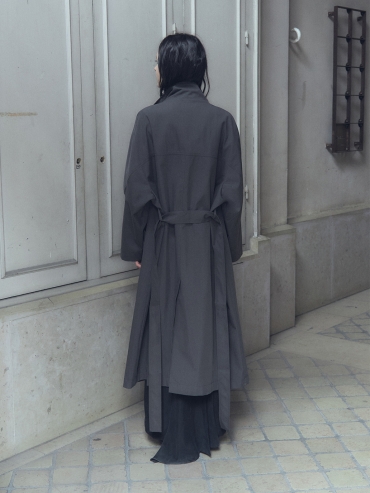 Dark Grey Stand Collar Trench Coat