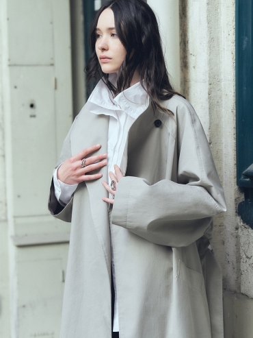 Stone Stand Collar Trench Coat